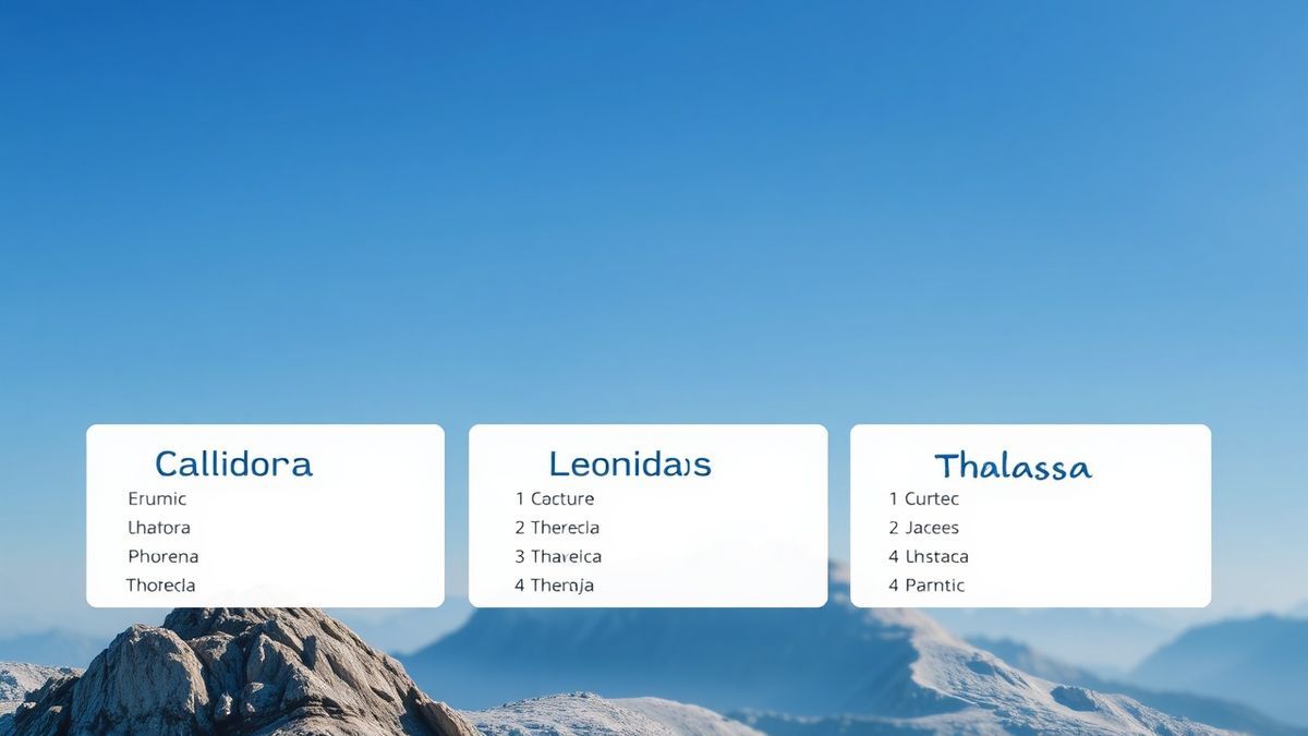 AI generated list of ancient greek names like Callidora, Leonidas, and Thalassa displayed on a modern interface