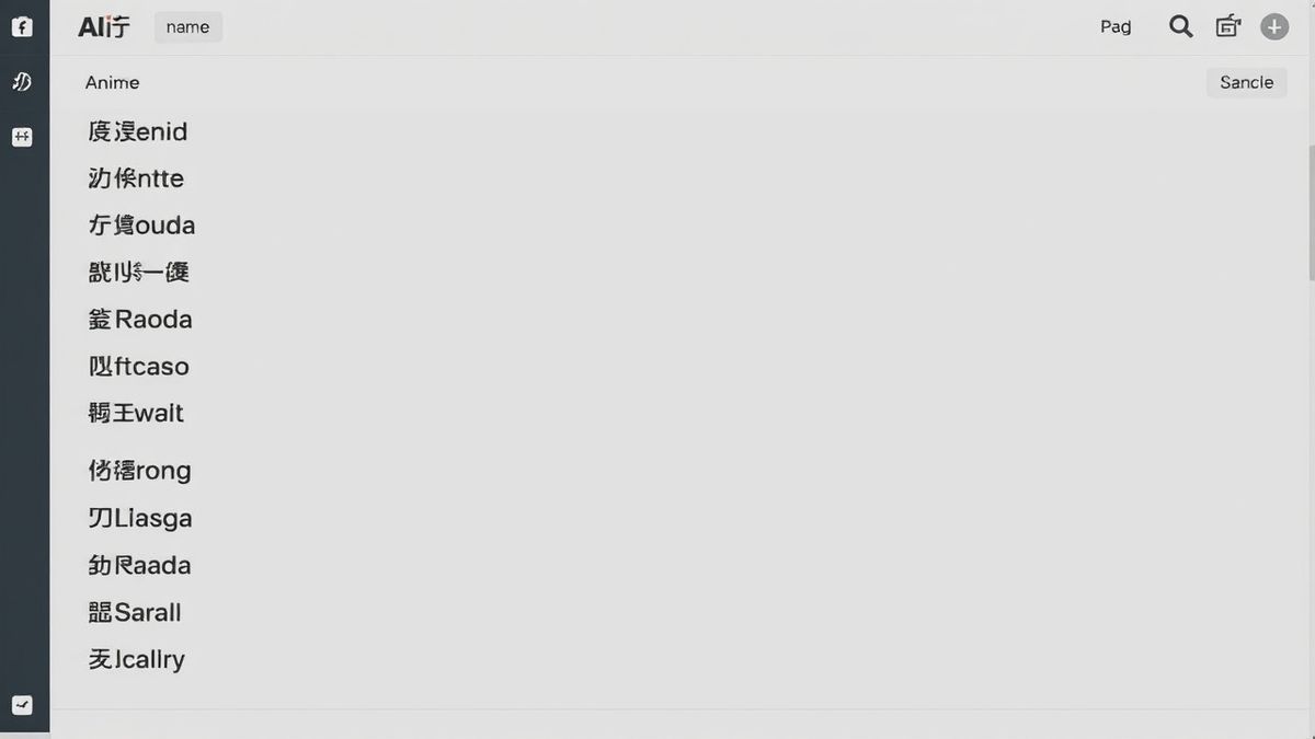 AI generated anime names list interface