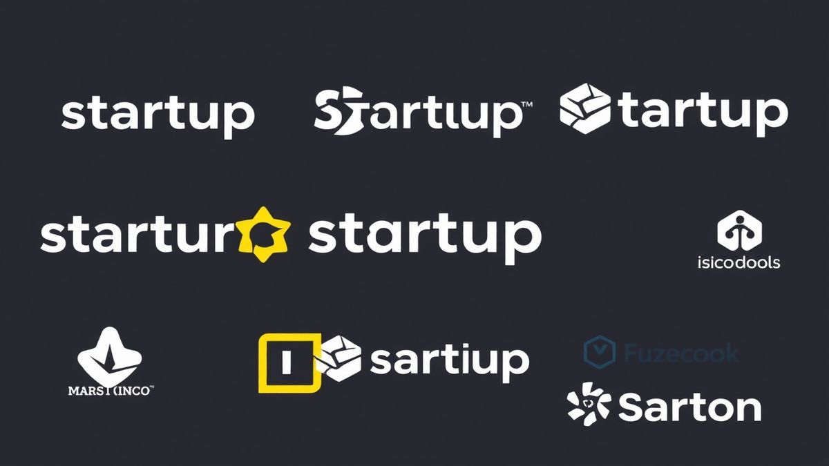 Collage of various startup logos and brand names in different industries