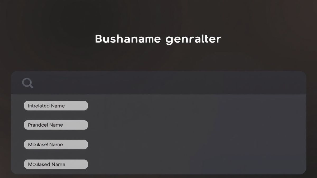 AI powered business name generator interface showing random name suggestions