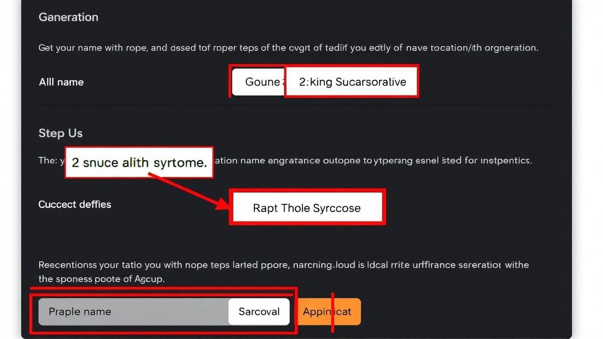 screenshot showing step by step name generation process with highlighted buttons