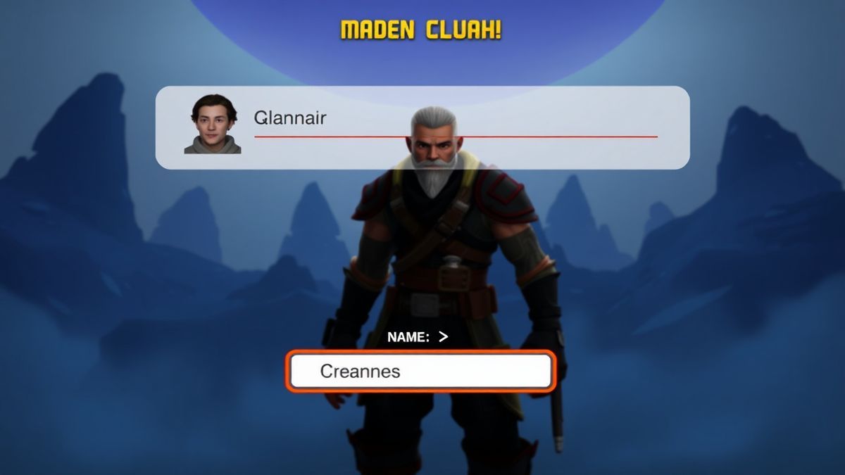 character creation screen for a video game showing name input character creation screen for a video game showing name input