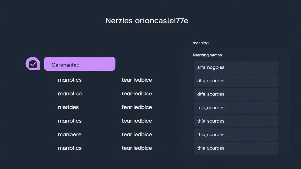 Screenshot of the AI name generator interface showing a button and a list of generated names with meanings Screenshot of the AI name generator interface showing a button and a list of generated names with meanings