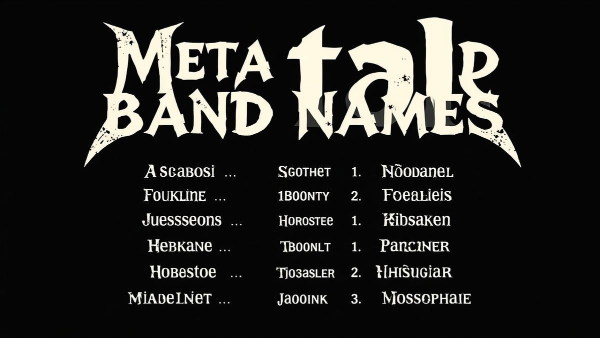 dark themed list of unique metal band names with a creative font style dark themed list of unique metal band names with a creative font style