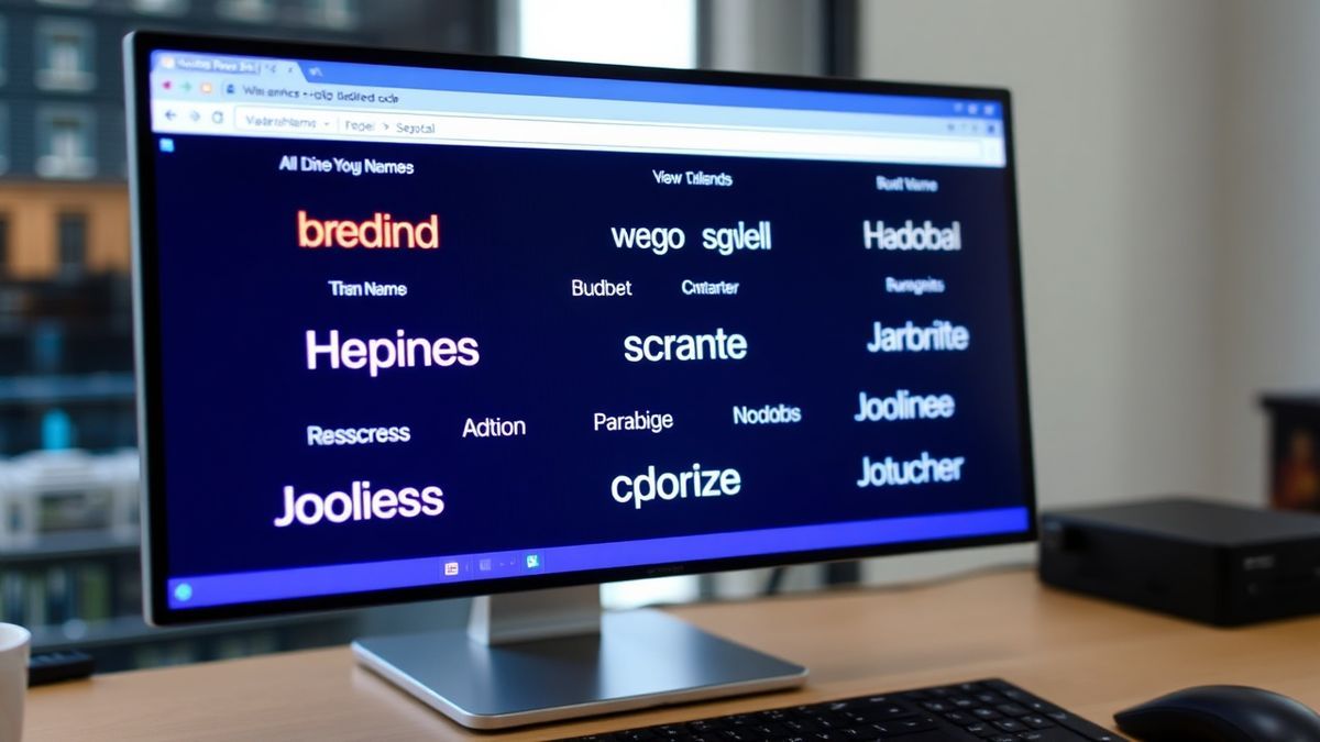 AI generated business name suggestions on a computer screen