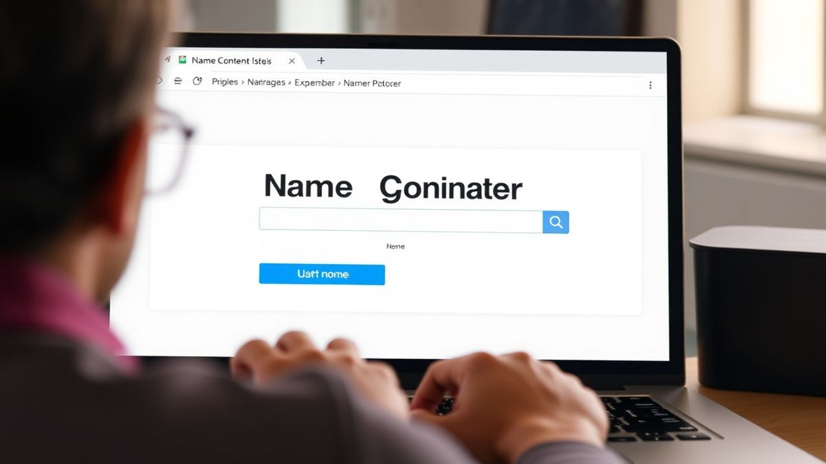 User interacting with a name generator tool on a website User interacting with a name generator tool on a website